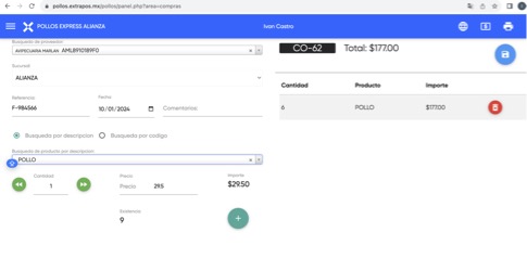 Ejemplo de registro de compras